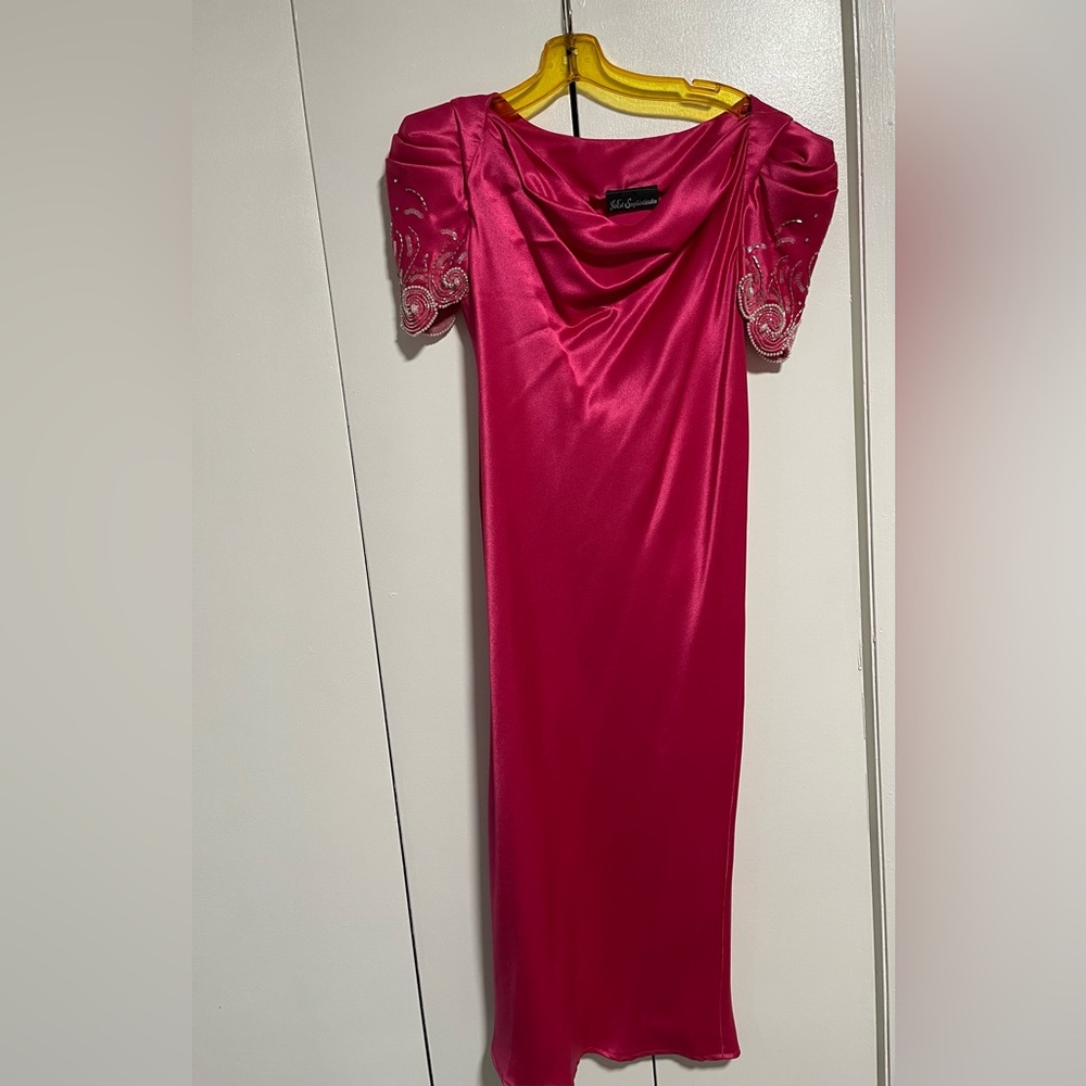 Vintage 80s JoEd Sophisticates Magenta Long Sleeve Dress